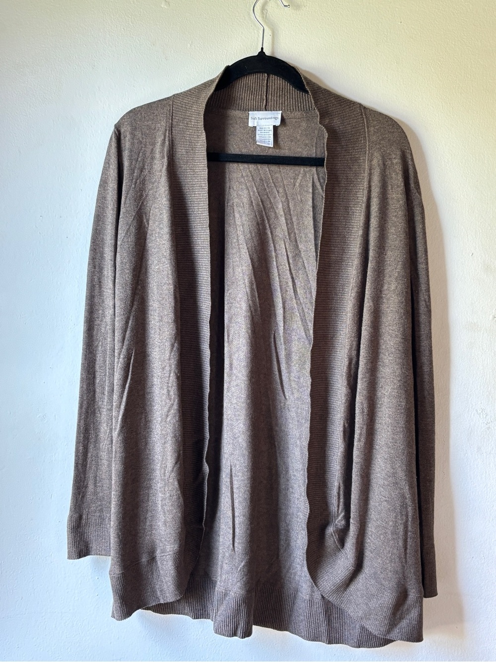 Soft Surroundings Taupe Open-Front Cardigan